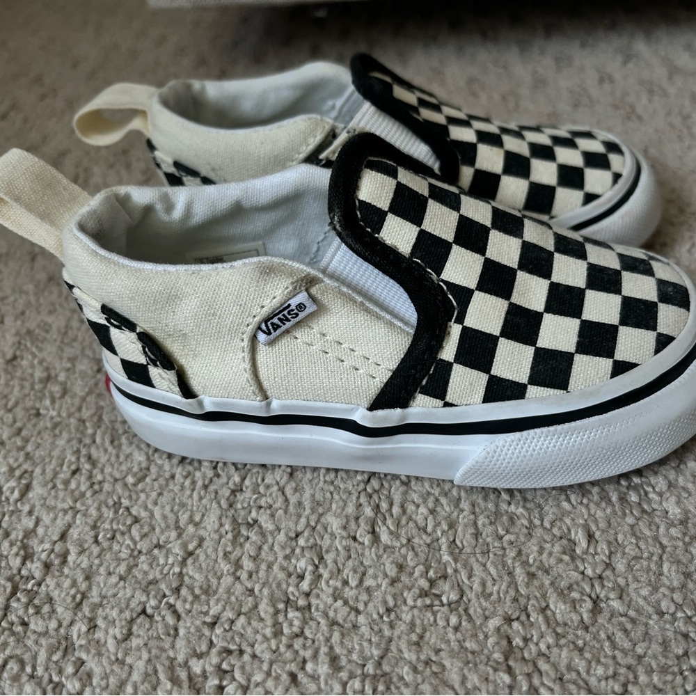 Vans Kids Black and White Checkered Slip-On Sneakers